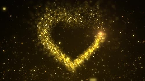 Golden Glittering Heart Reveal Animation