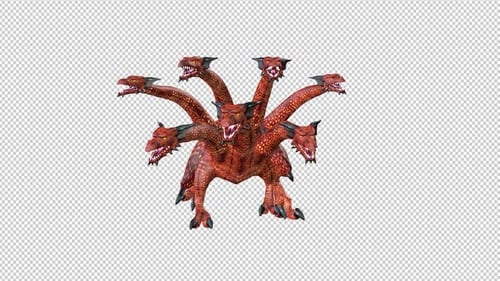 Multi-Head Dragon Walk To Camera