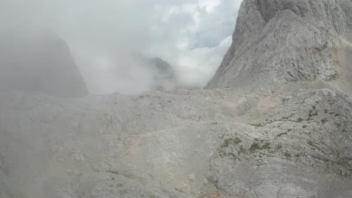 Drone Flight Over Rocky Mountain Landscape