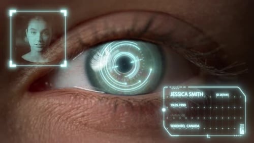 Eye Scan with Futuristic Interface Close Up