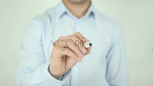 Well Done, Man Writing on Screen