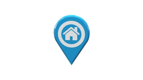 3D Animated Location Map Pin with Home Icon