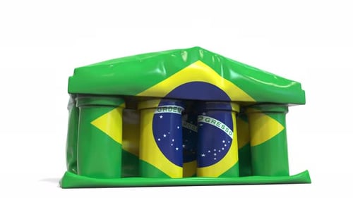 Brazilian Flag Building Collapsing 3D Animation