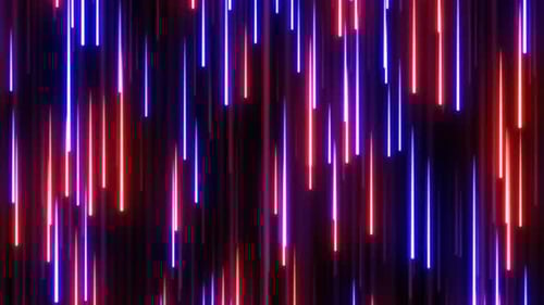 Falling Glowing Red Blue Neon Streak Cascading Rain Line Particles - 4K