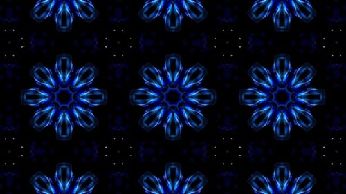 Symmetrisches glitzerndes blaues Kaleidoskop Loop 4K 04