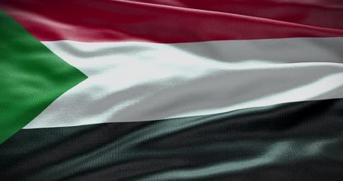 Realistic Waving Flag of Sudan Seamlessly Looping 3D Animation