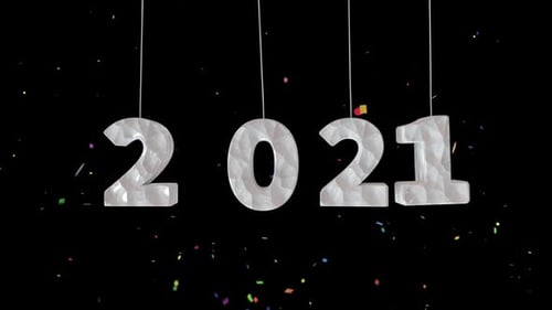 Animated 2021 New Year Numbers with Falling Confetti