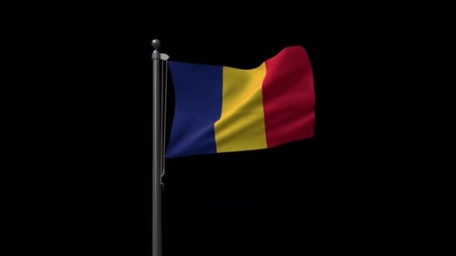 Waving Flag of Chad or Romania Loop
