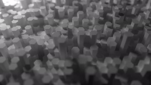 White Plaster Hexagonal Prisms Change Heights