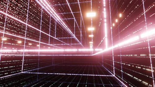 Flying Into Digital Technologic Square Shaped Data Matrix Portal