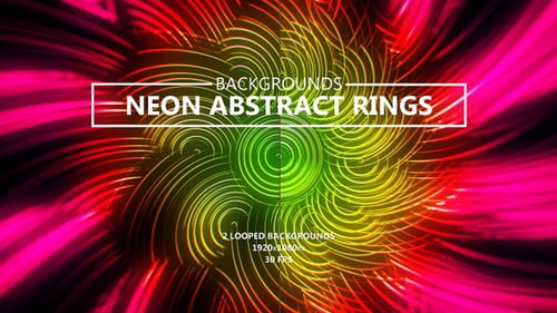 Swirling Neon Abstract Rings Glowing Background Animation