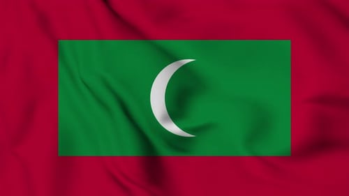 Realistic Maldives National Flag Waving Seamless Loop