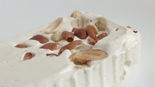 Honey nougat halva with almonds 4K video