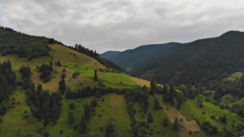 Aerial View of Carpathian Mountains Countryside