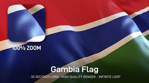 Waving Flag of Gambia Seamless Loop Animation