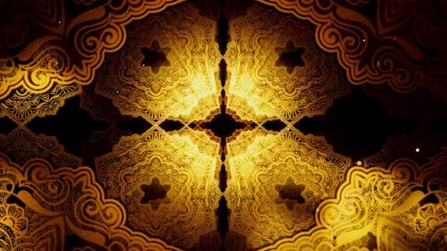 Golden Ornate Mandala Pattern Loop Background Animation