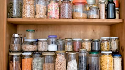 Pantry Full of Jars of Food Ingredients