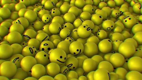 Emoticons, fallende Bälle