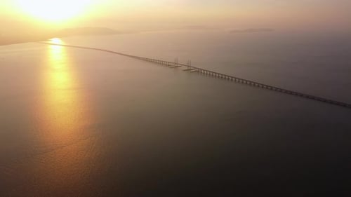 Golden sunrise morning at Penang Bridge