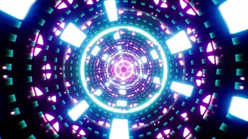 4K Blinking Neon Tunnel Vj Background Loop