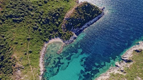 Drone Aerial Shot Beautiful Sea with Transparent Turquoise Water