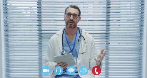 Appel visio d'un professionnel de santé lors de l'épidémie de coronavirus Covid19