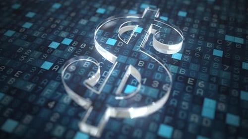 Dollar Symbol on a Blue Computer Screen