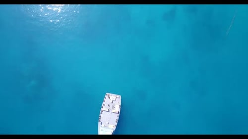 Aerial drone view travel of marine tourist beach vacation by aqua blue lagoon and white sandy backgr