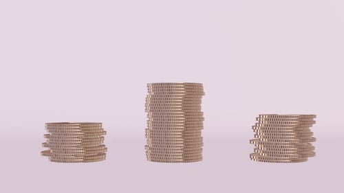 Savings concept. Stacks of cartoon stylized coins.