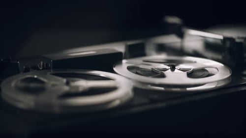 Reel to Reel Audio Recorder Spinning and Rewinding