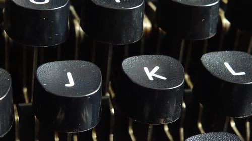 Vintage typewriter keys closeup.