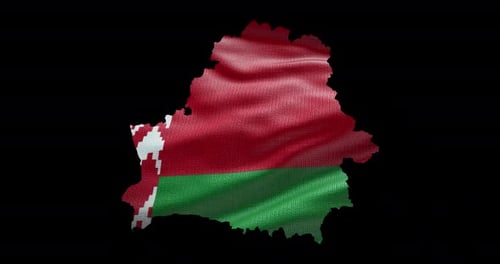 Belarus national flag background with country shape outline