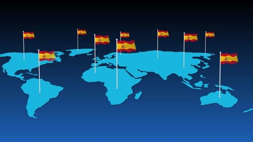 Karte der spanischen Nationalflagge Fly On Earth Animation