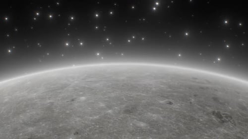 Beautiful View Over Moon Lunar Surface Outer Space Sky Twinkle Stars