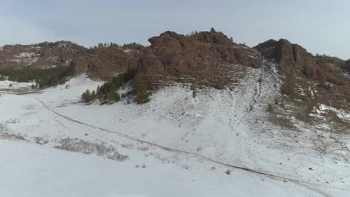 Winter Mountain Landscape from Camera Drone
