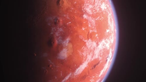 Realistic 3D Mars Planet Rotating in Deep Space