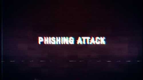 Texto de ataque de phishing con efecto retro de fallo