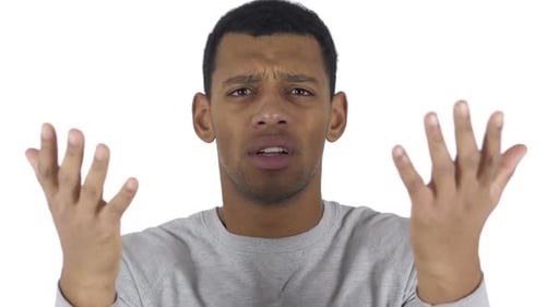 Portrait of AfroAmerican Man Gesturing Frustration and Anger