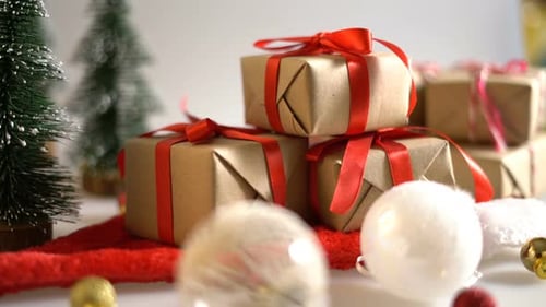 Christmas Presents and Decorations Festive Close Up