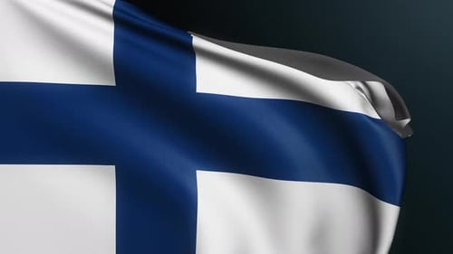 Realistic Finland National Flag Waving in the Wind