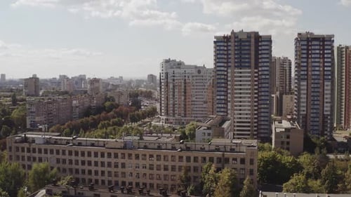 Drone Shot of Residential Quarters of Kharkov City on Sunny Summer Day