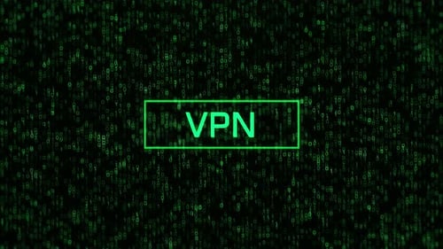 Concept VPN sur fond binaire informatique. Texte conceptuel du VPN sur code binaire