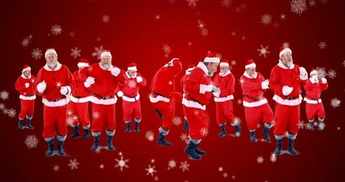 Dancing Santas Celebrating Christmas Joy and Merriment