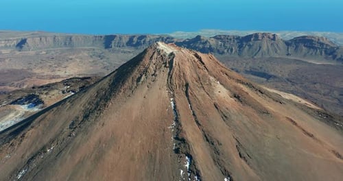 Aerial View Teide Volcano, Tenerife, Canary Islands, Spain. Flight Over Volcanic Top.