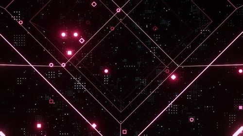 Futuristic Neon Digital Tunnel Loop Background