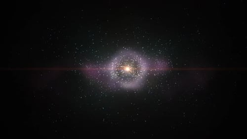 Galaxy Forming Starfield Animation with Central Pulsing Light