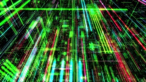 Abstract digital matrix particles grid virtual reality