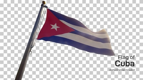 Realistic Cuban Flag Waving Animation on Transparent Background