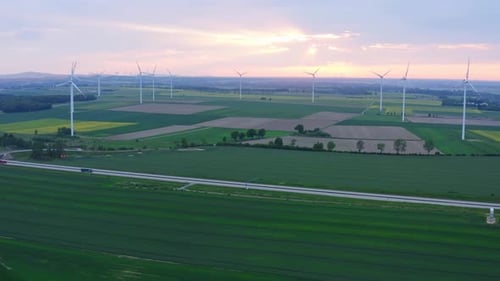 Wind Farm And Highway