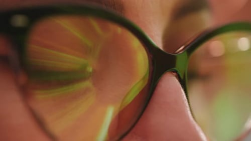 Close up of female hacker eyes.